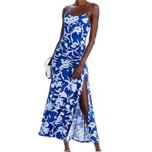 Aqua maxi ruched dress